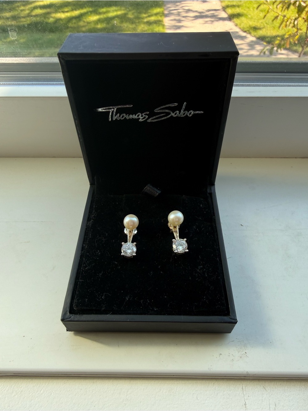 Thomas Sabo Pearl and Cubic Zirconia Drop Earrings 925